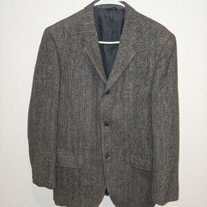 Vintage Harris Tweed Sport Coat 40R Brown Wool Blazer Mentheron for Scotland